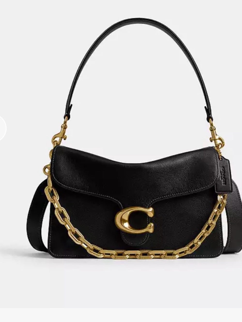 Coach chain Tabby 30 Black Leather Shoulder Bag with Gold Chain